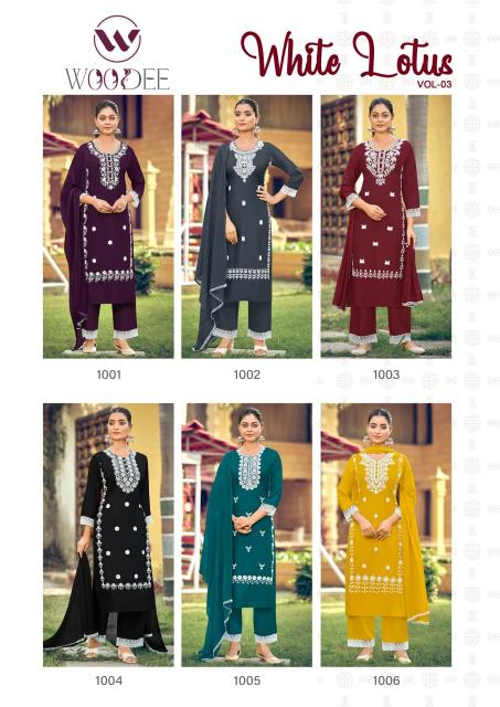 Woodee white lotus vol-3 wholesale designer kurtis for business